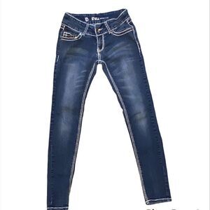 D-Fuz Premiun Denim Wear Size 5/6 Dark Denim Skinny Jeans With Bling